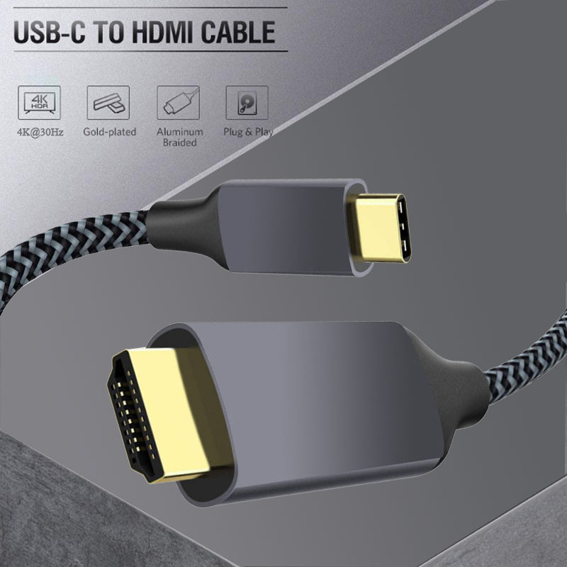 HDMI to USB C Cable, 4K@30Hz USB C to HDMI 4K Cable, Aluminum